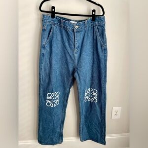 LOEWE INSPIRED WOMEN’S DENIM STRAIGHT LEG EMBROIDERED LOGO